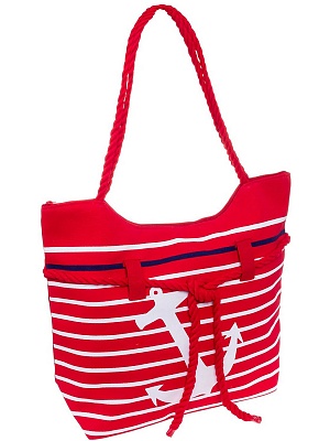 Женская пляжная сумка в полоску с рисунком якоря