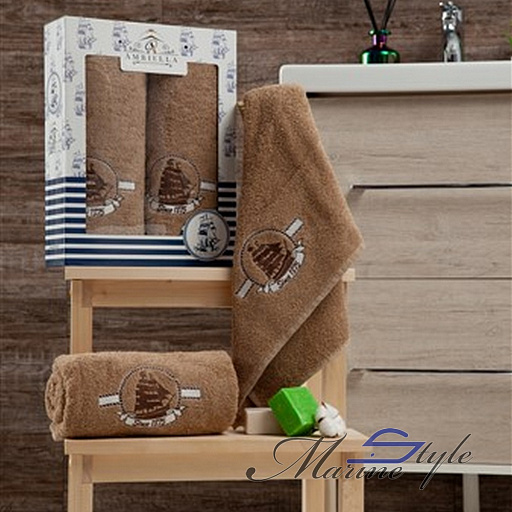 картинка Подарочный 2-х предметный набор полотенец "Кораблик" от интернет магазина